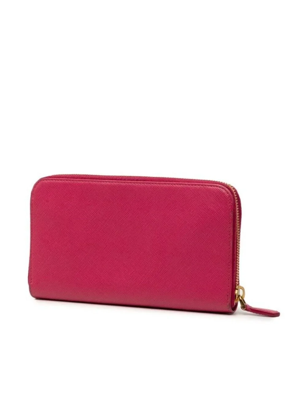 Prada Saffiano Zip Around Wallet Pink Leather